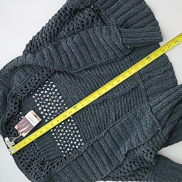 Simply Noelle Womens Flip to Wear Long/Short Green Knit Cardigan Wrap Sweater OS - Picture 10 of 13